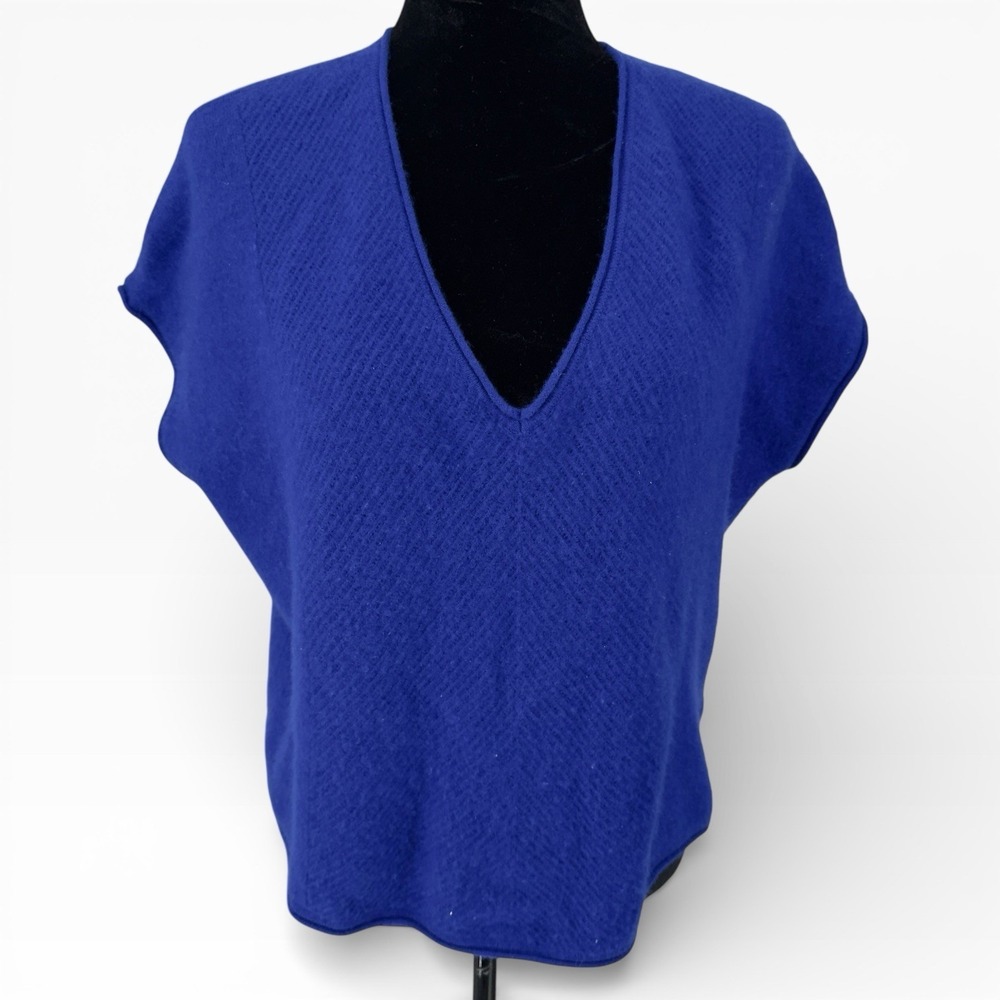Vince Cashmere V Neck Sleeveless Sweater Womens Cobalt Blue Size Small